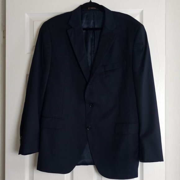 Peter Millar Navy Blue Two Button 100% Wool Suit Jacket Blazer